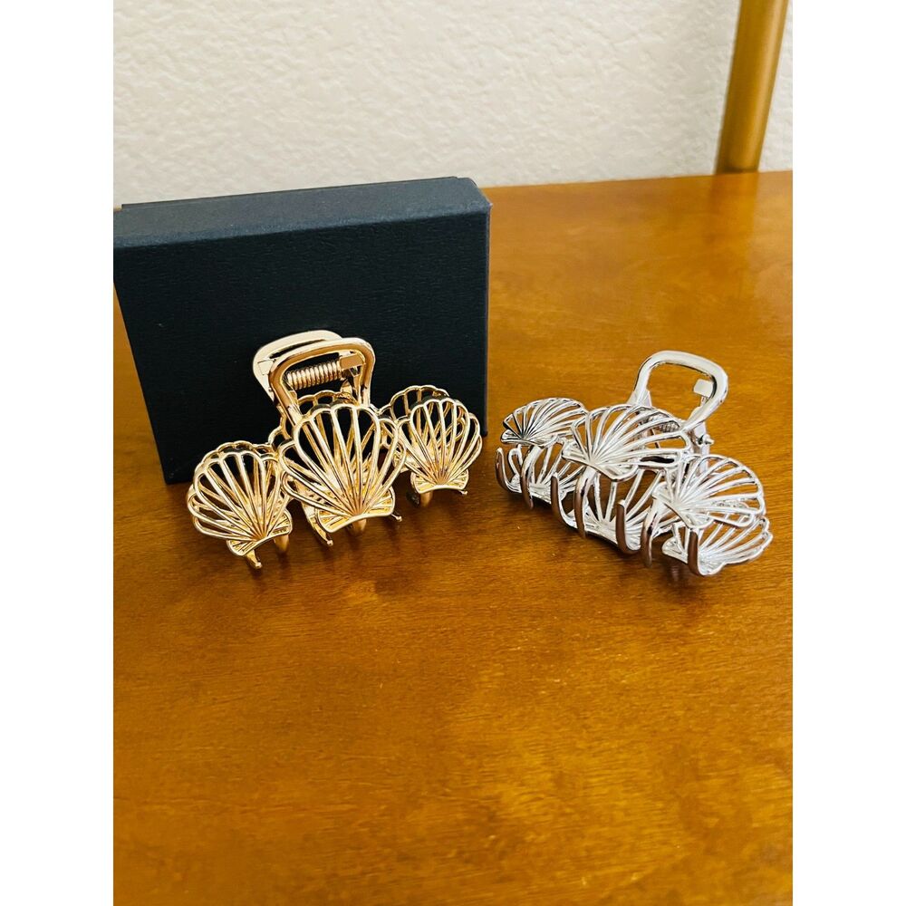 Two Metal Shell Hair Clips